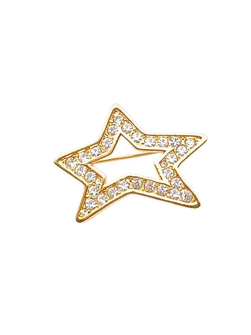 Gold-Tone Crystal Star Brooch Pin By Napier Vintage Jewelry Accent Piece